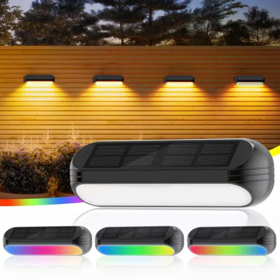 IP65 à prova d'água LED lâmpada solar com mudança de cor e modo branco quente holofote solar para decoração de escadas de parede